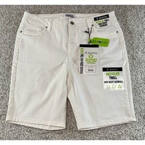 D. Jeans bermuda Shorts Women's Size 14 White High Waist Flat Front  NWT